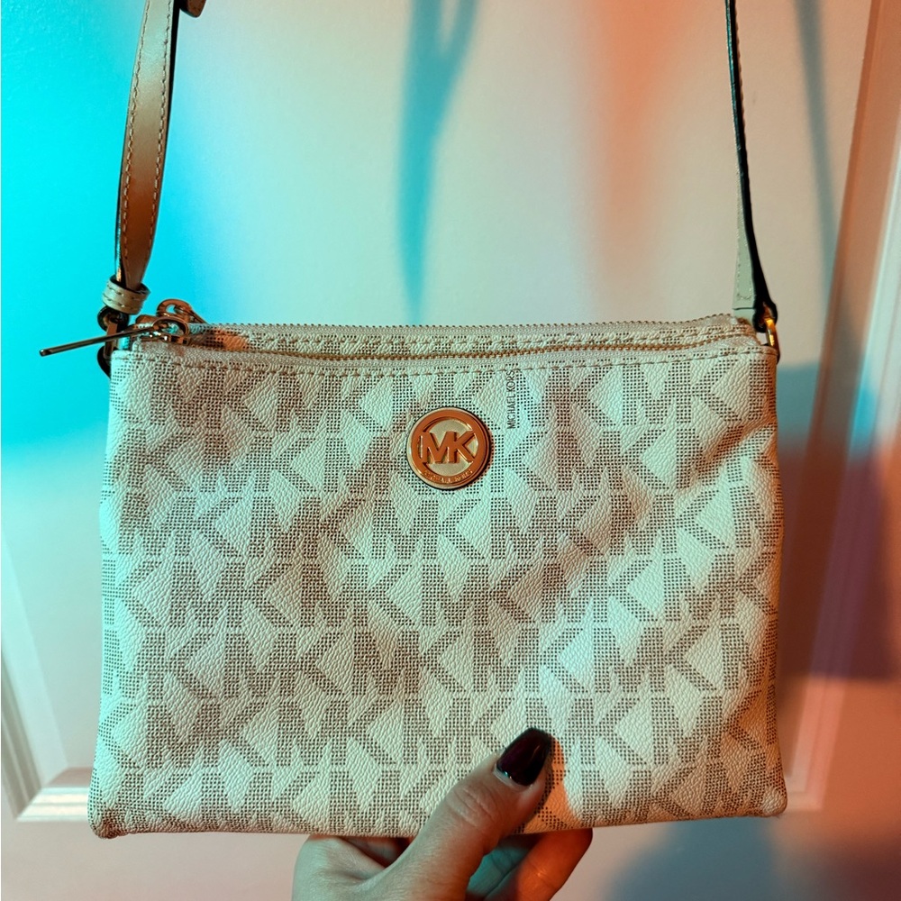 Michael Kors Beige Monogram Crossbody Bag